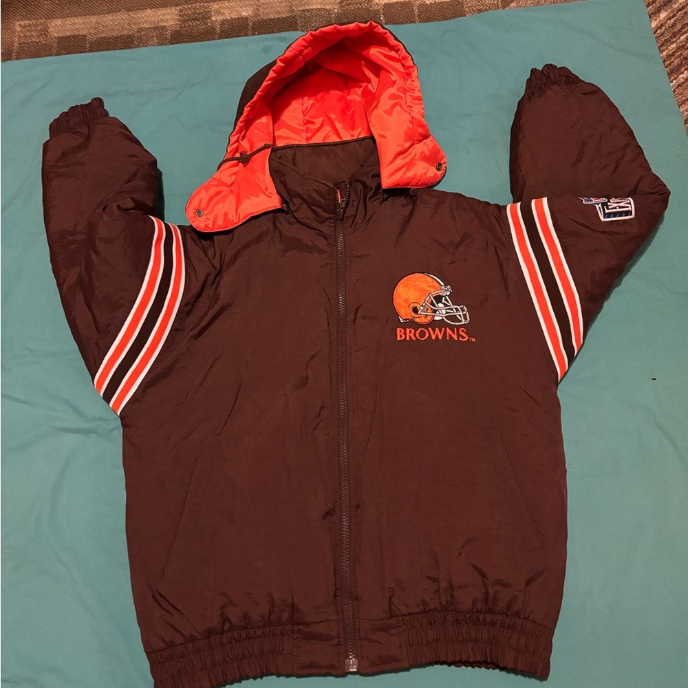 NFL Cleveland Browns heavy team coat embroidered pro player size L vintage